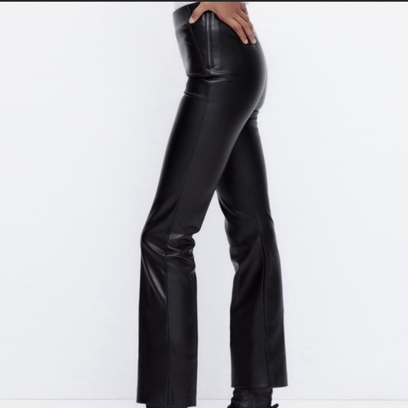 Zara Pants & Jumpsuits Zara Faux Leather Flared Leggings Poshmark